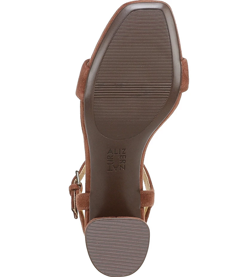 Naturalizer Izzy Suede Ankle Strap Block Heel Dress Sandals