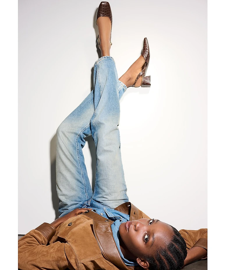 Naturalizer Jayla Croco Embossed Leather d'Orsay Slingback Dress Pumps