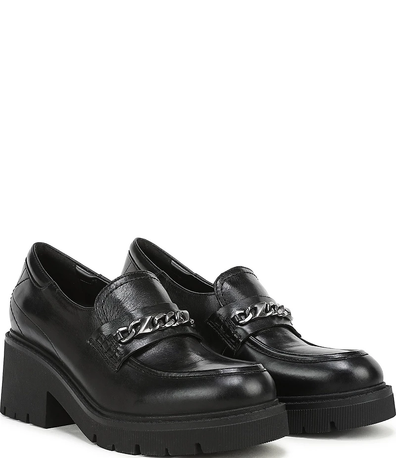 Naturalizer Jolee Leather Lug Sole Chain Loafers