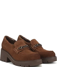 Naturalizer Jolee Suede Lug Sole Chain Loafers