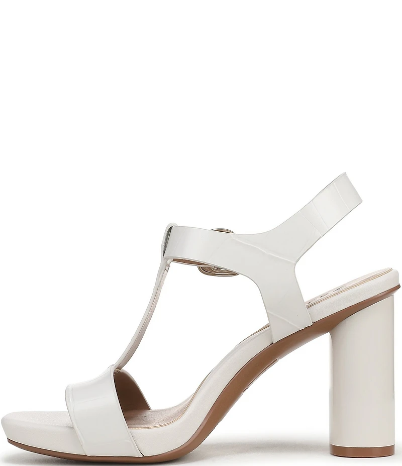 Naturalizer Jordis Croco Leather Buckle Hardware T-Strap Dress Sandals