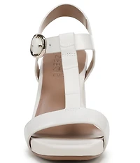 Naturalizer Jordis Croco Leather Buckle Hardware T-Strap Dress Sandals