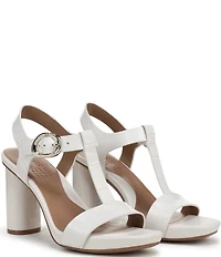 Naturalizer Jordis Croco Leather Buckle Hardware T-Strap Dress Sandals