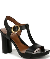 Naturalizer Jordis Leather Buckle Hardware T-Strap Dress Sandals