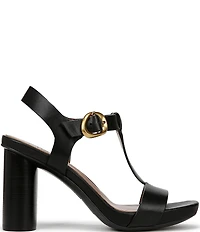 Naturalizer Jordis Leather Buckle Hardware T-Strap Dress Sandals