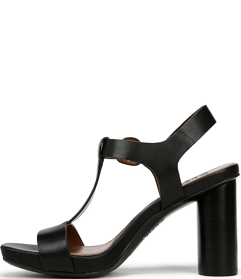 Naturalizer Jordis Leather Buckle Hardware T-Strap Dress Sandals