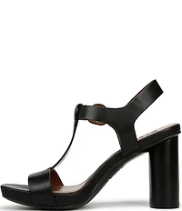 Naturalizer Jordis Leather Buckle Hardware T-Strap Dress Sandals