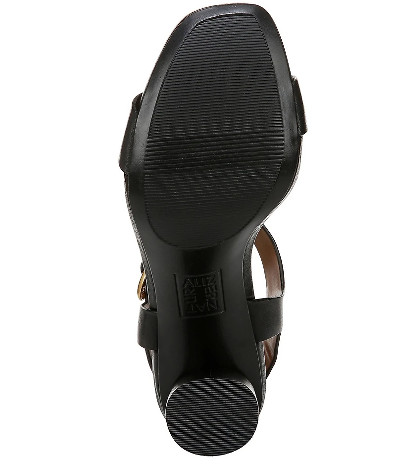 Naturalizer Jordis Leather Buckle Hardware T-Strap Dress Sandals