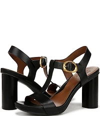 Naturalizer Jordis Leather Buckle Hardware T-Strap Dress Sandals