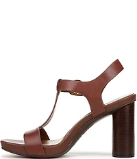 Naturalizer Jordis Leather Buckle Hardware T-Strap Dress Sandals