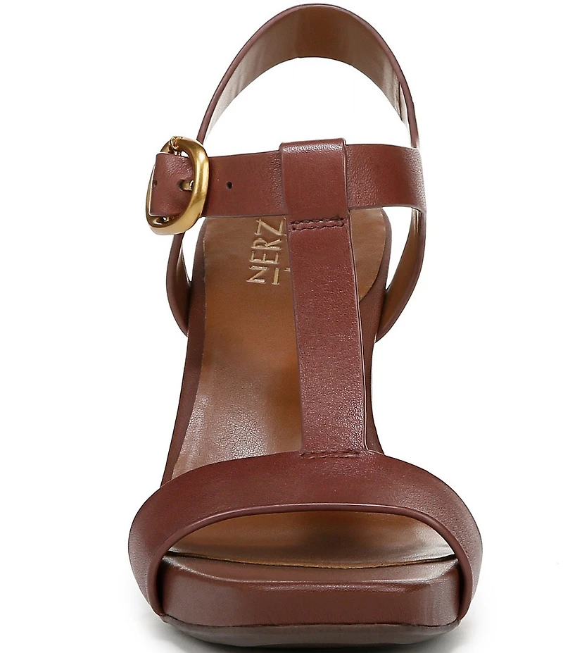 Naturalizer Jordis Leather Buckle Hardware T-Strap Dress Sandals