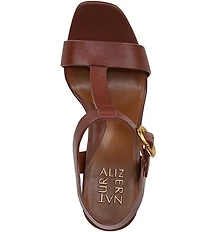 Naturalizer Jordis Leather Buckle Hardware T-Strap Dress Sandals