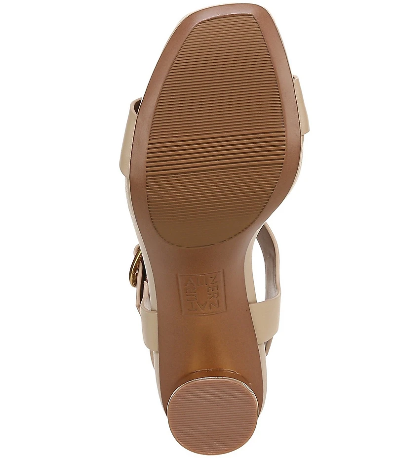 Naturalizer Jordis Leather Buckle Hardware Metallic Heel T-Strap Dress Sandals