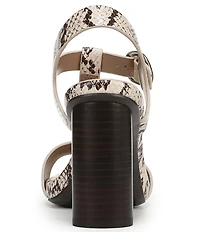 Naturalizer Jordis Snake Print Leather Buckle Hardware T-Strap Dress Sandals