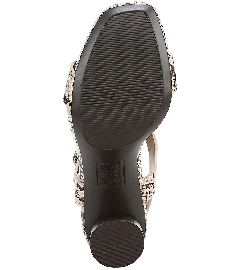 Naturalizer Jordis Snake Print Leather Buckle Hardware T-Strap Dress Sandals