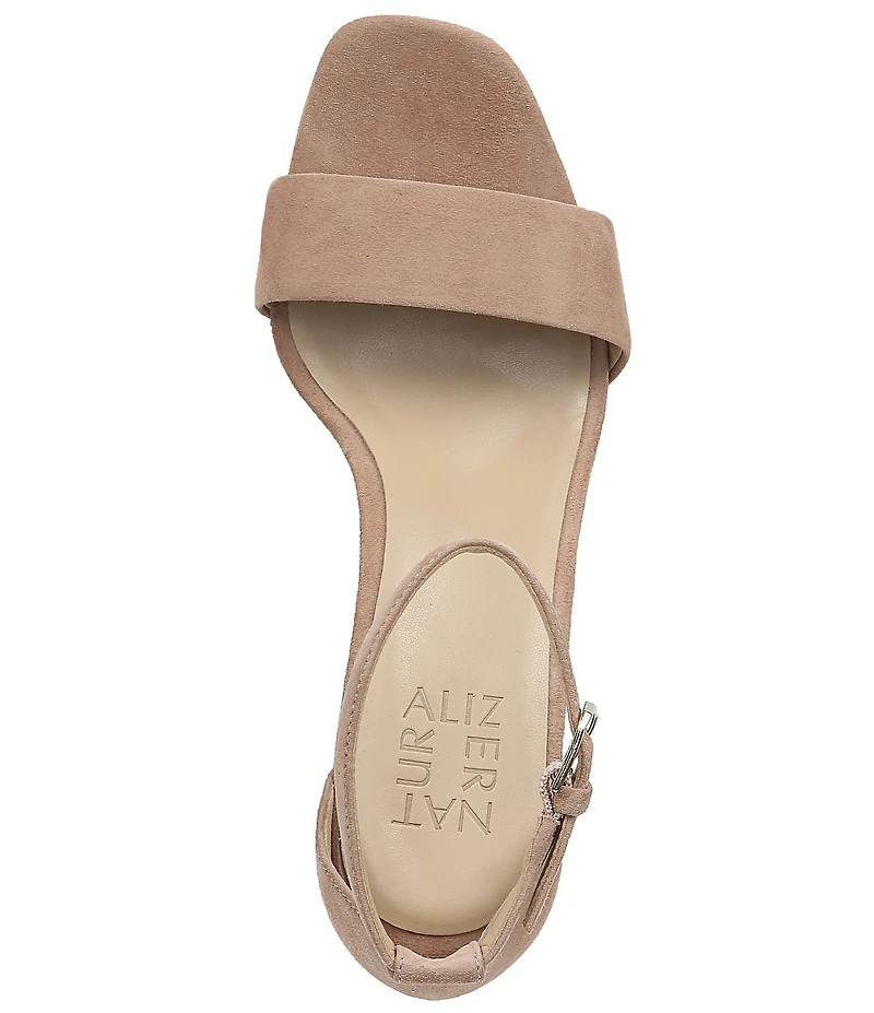 Naturalizer Joy Ankle Strap Suede Square Toe Ankle Strap Dress Sandals