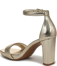 Naturalizer Joy Embossed Leather Square Toe Ankle Strap Dress Sandals