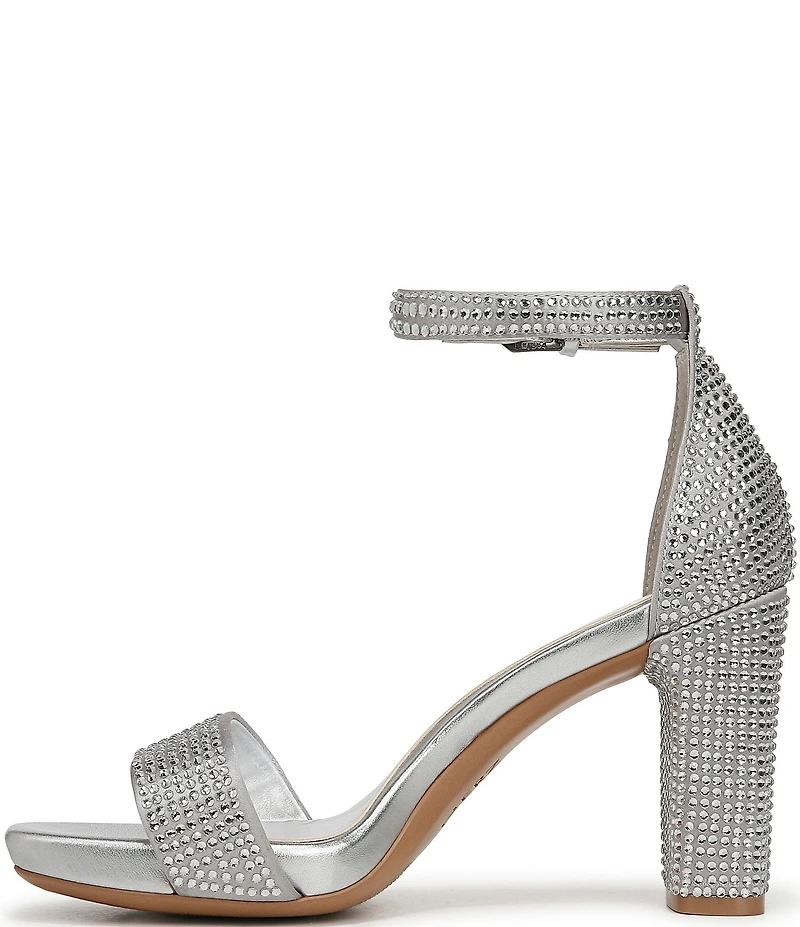 Naturalizer Joy Rhinestone Embellished Square Toe Ankle Strap Dress Sandals