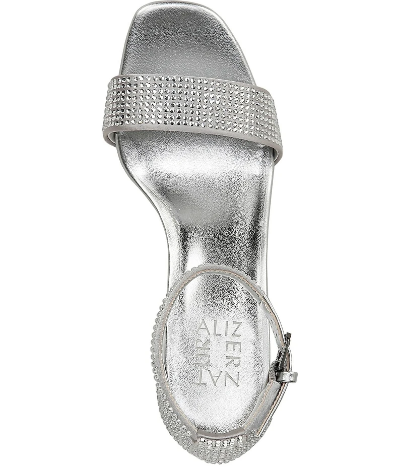 Naturalizer Joy Rhinestone Embellished Square Toe Ankle Strap Dress Sandals