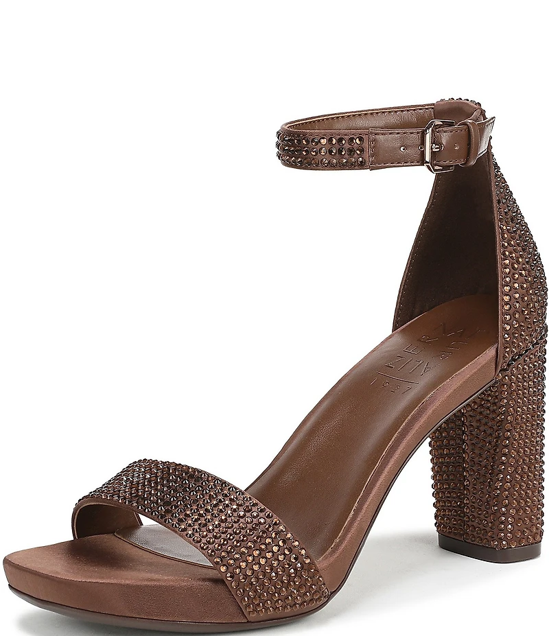 Naturalizer Joy Rhinestone Embellished Square Toe Ankle Strap Dress Sandals