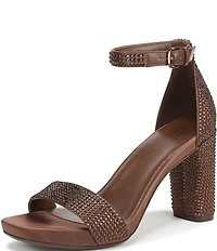 Naturalizer Joy Rhinestone Embellished Square Toe Ankle Strap Dress Sandals