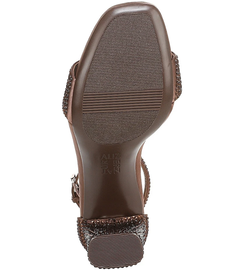 Naturalizer Joy Rhinestone Embellished Square Toe Ankle Strap Dress Sandals