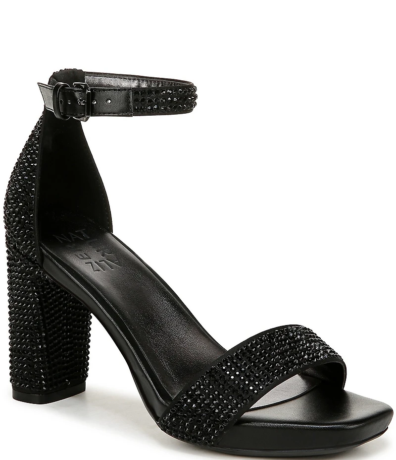 Naturalizer Joy Rhinestone Embellished Square Toe Ankle Strap Dress Sandals