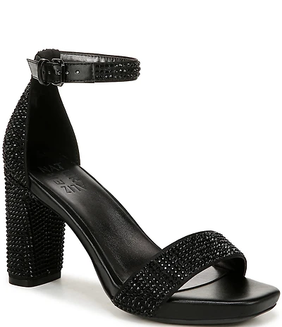 Naturalizer Joy Rhinestone Embellished Square Toe Ankle Strap Dress Sandals