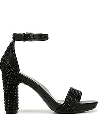 Naturalizer Joy Rhinestone Embellished Square Toe Ankle Strap Dress Sandals