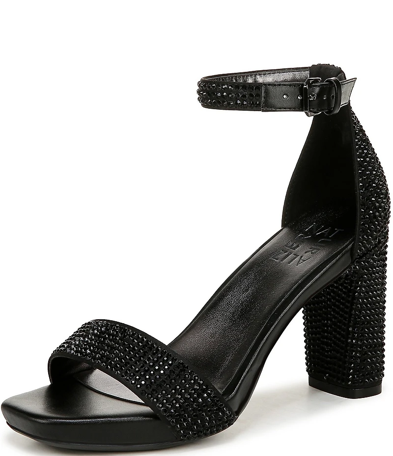 Naturalizer Joy Rhinestone Embellished Square Toe Ankle Strap Dress Sandals