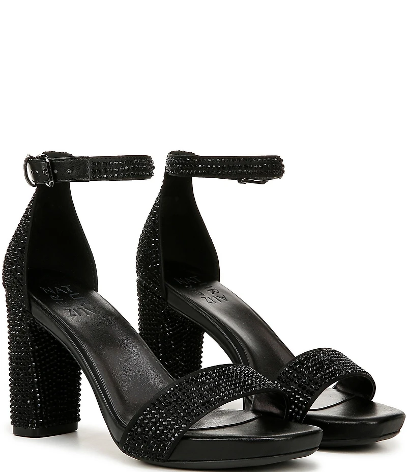 Naturalizer Joy Rhinestone Embellished Square Toe Ankle Strap Dress Sandals