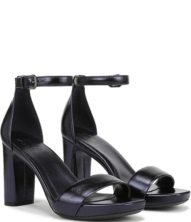 Naturalizer Joy Leather Square Toe Ankle Strap Dress Sandals