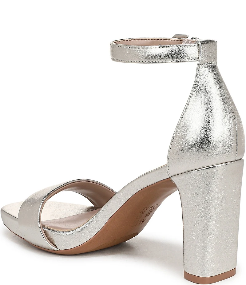 Naturalizer Joy Leather Square Toe Ankle Strap Dress Sandals