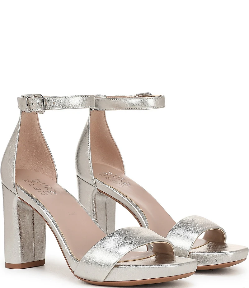 Naturalizer Joy Leather Square Toe Ankle Strap Dress Sandals