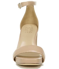 Naturalizer Joy Leather Square Toe Ankle Strap Dress Sandals