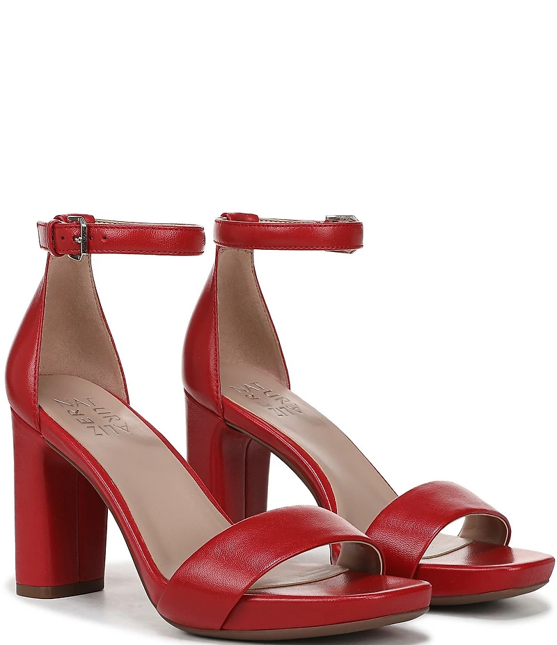 Naturalizer Joy Leather Square Toe Ankle Strap Dress Sandals