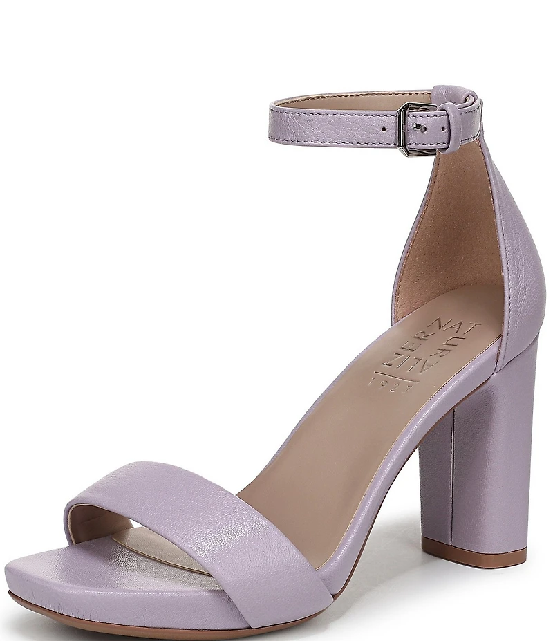 Naturalizer Joy Leather Square Toe Ankle Strap Dress Sandals