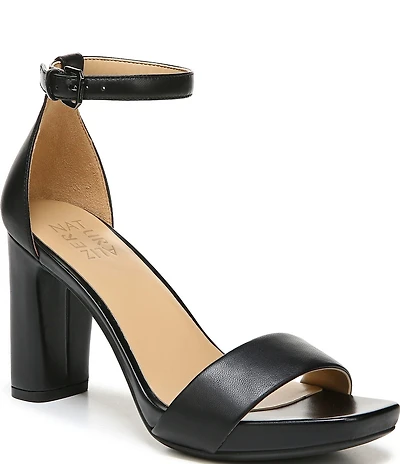 Naturalizer Joy Leather Square Toe Ankle Strap Dress Sandals