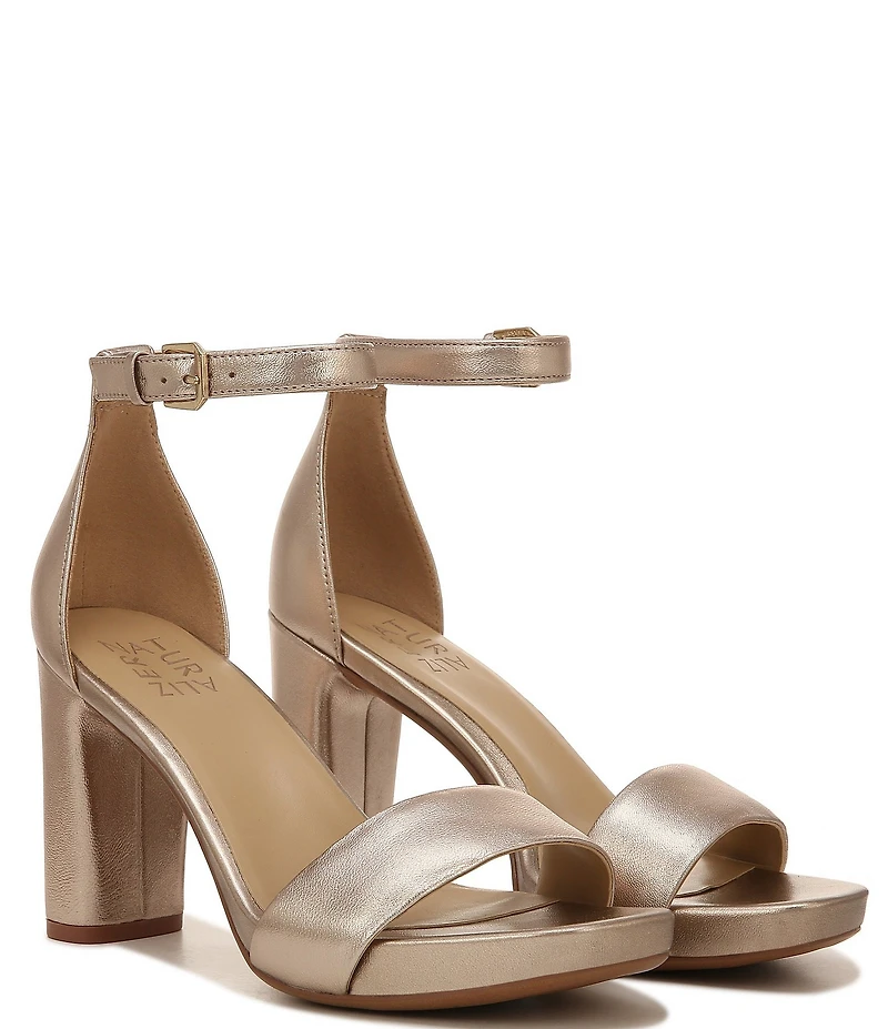 Naturalizer Joy Leather Square Toe Ankle Strap Dress Sandals