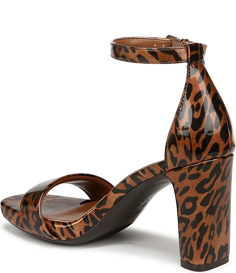 Naturalizer Joy Patent Leopard Print Square Toe Ankle Strap Dress Sandals