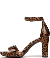 Naturalizer Joy Patent Leopard Print Square Toe Ankle Strap Dress Sandals