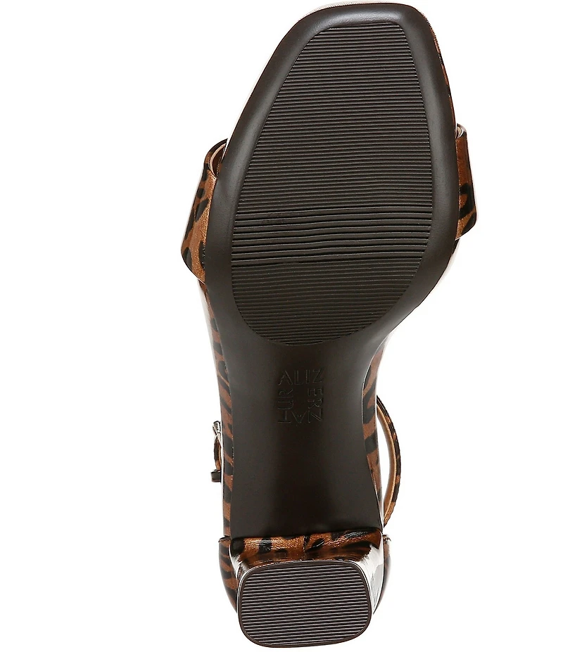 Naturalizer Joy Patent Leopard Print Square Toe Ankle Strap Dress Sandals