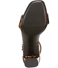 Naturalizer Joy Patent Leopard Print Square Toe Ankle Strap Dress Sandals