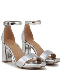 Naturalizer Joy Patent Metallic Mirror Square Toe Ankle Strap Dress Sandals