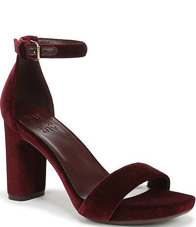 Naturalizer Joy Velvet Square Toe Ankle Strap Dress Sandals