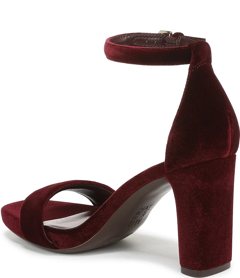 Naturalizer Joy Velvet Square Toe Ankle Strap Dress Sandals