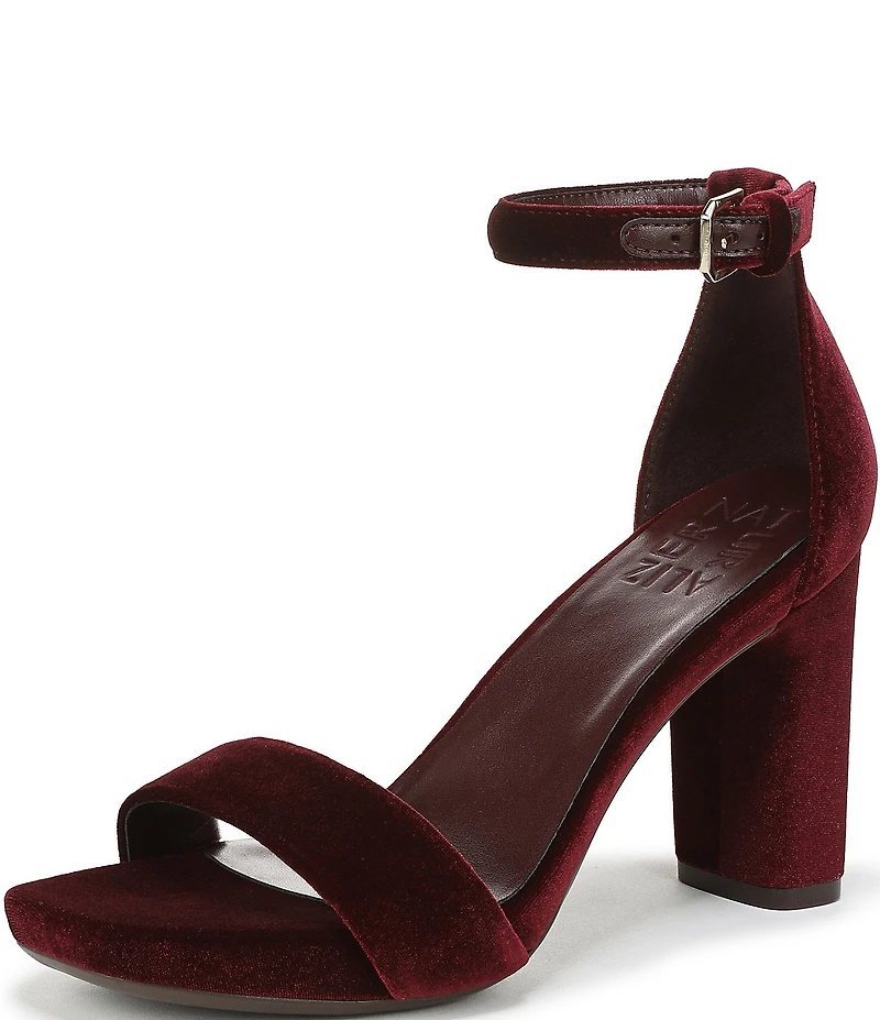 Naturalizer Joy Velvet Square Toe Ankle Strap Dress Sandals