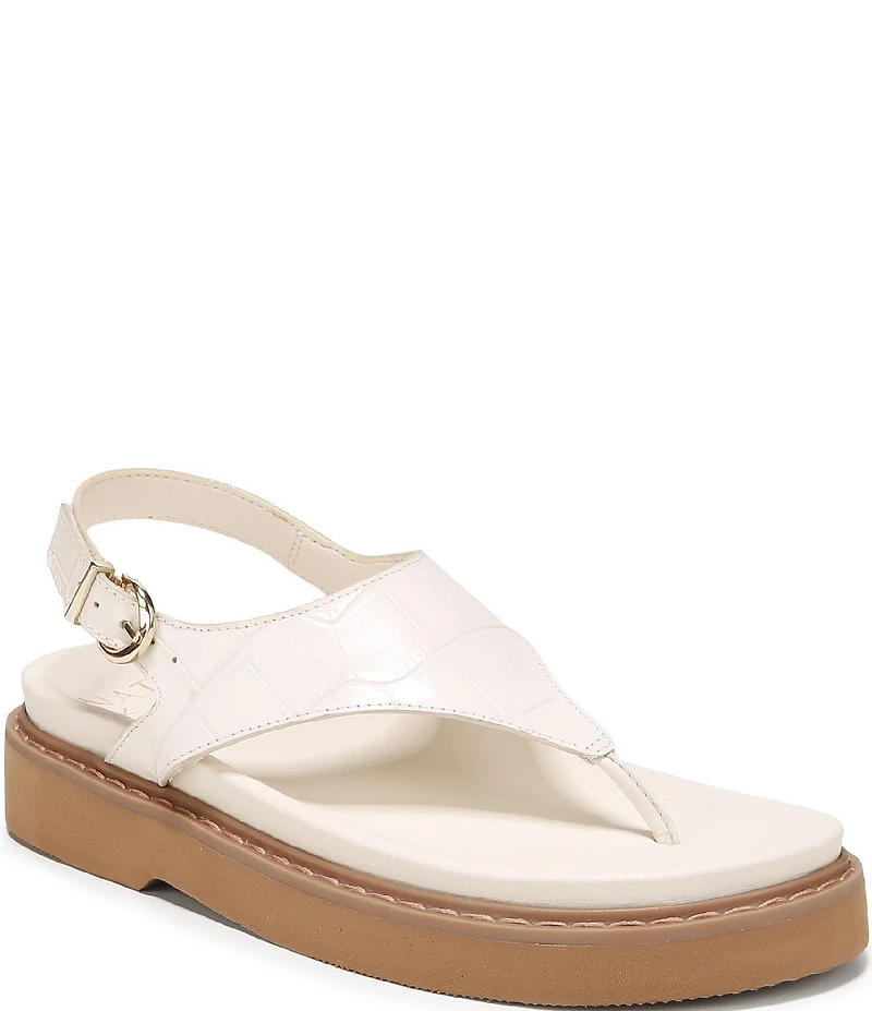 Naturalizer Laurel Croco Embossed Leather Thong Platform Sandals