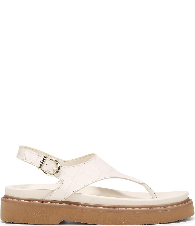 Naturalizer Laurel Croco Embossed Leather Thong Platform Sandals