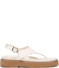 Naturalizer Laurel Croco Embossed Leather Thong Platform Sandals